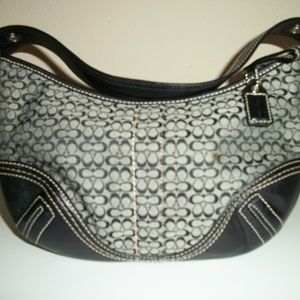 Authentic Coach Black & White Canvas Jacquard Logo